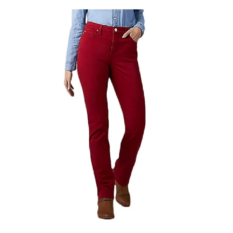 straight leg trousers for women -Lee Jeans Women's Stretch Tummy Slimming Straight Leg Jeans Red Size 6 Medium