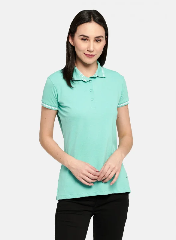 elegant women's tops -Womens Blue Plain T-Shirt