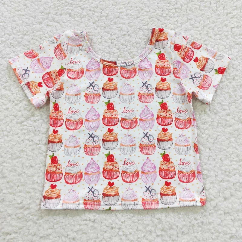 soft touch blouses for women -girls cute cupcake print t-shirts GT0204