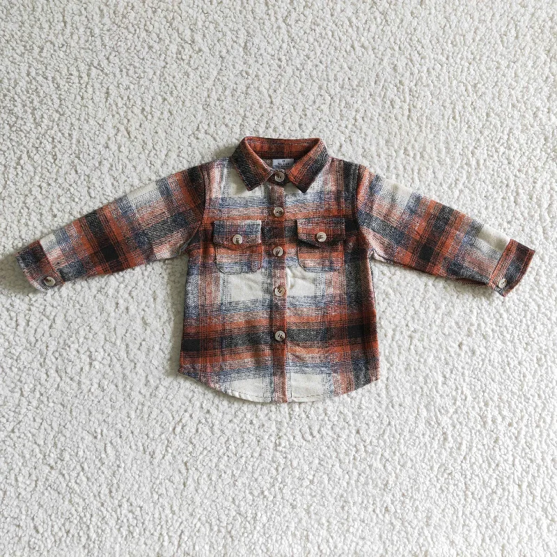 wool tops for women -red plaid Flannel T-shirt