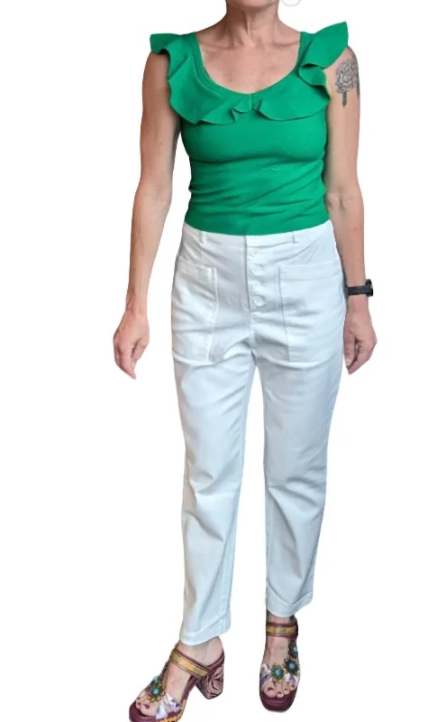 women's slim fit trousers -Utility Pants In White Wash