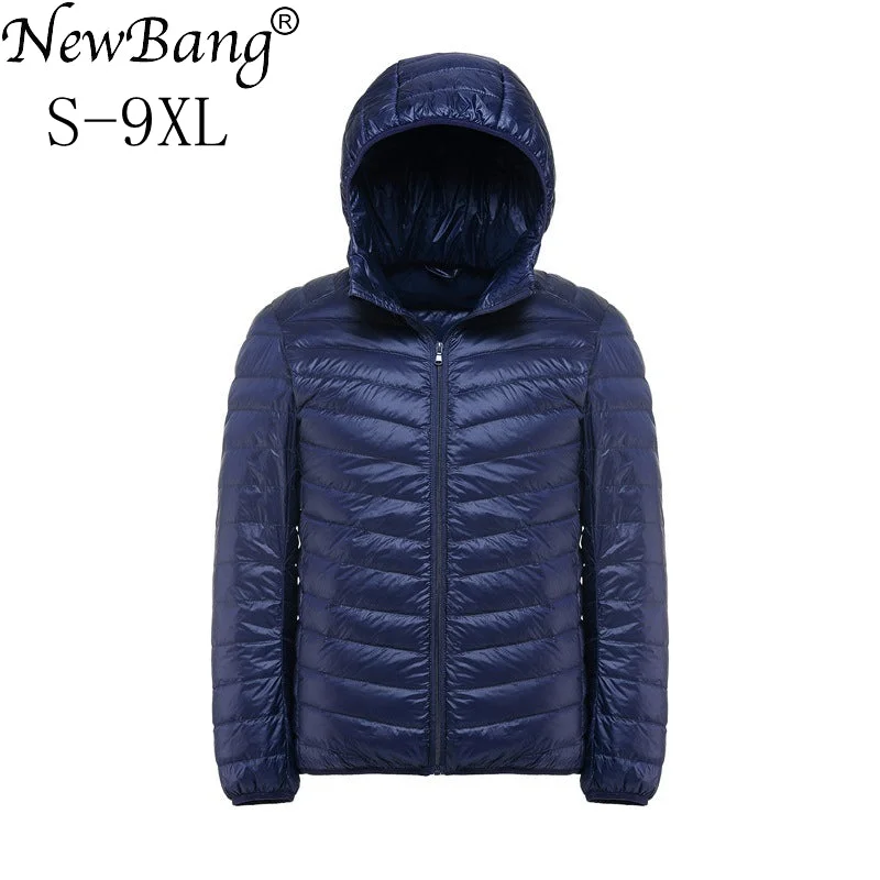 lightweight cashmere coats for women -NewBang Brand Plus 9XL 8XL 7XL Down Coat Male Ultra Light Down Jacket Men Windbreaker Feather Portable Lightweigt Winter Parka