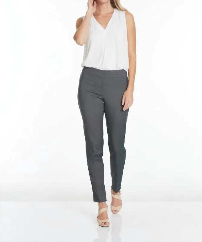 cropped trousers for women -Faux Pocket Ankle Pants In Lead