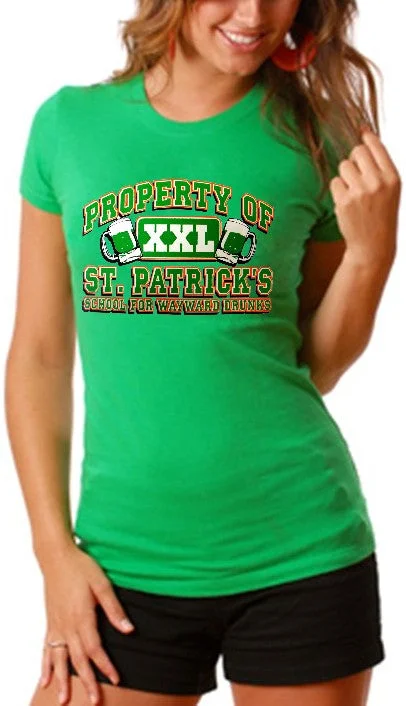 trendy women's shirts -St.Patrick's Day "School For Wayward Drunks" Girls T-Shirt