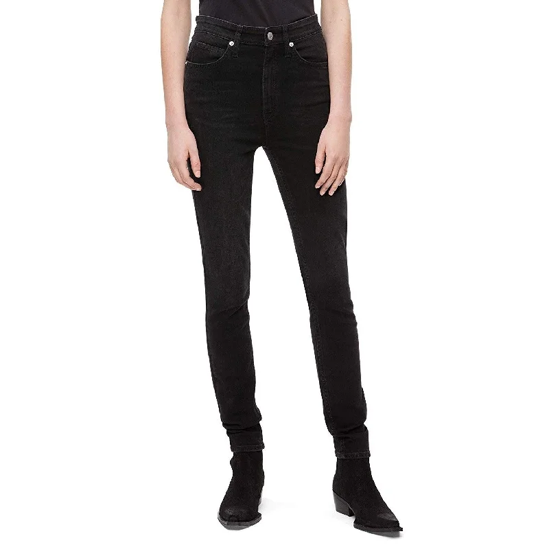 formal wide leg pants for women -Calvin Klein Women's High Rise Skinny Fit Jeans Black Size 32" x 30" - 32" x 30"