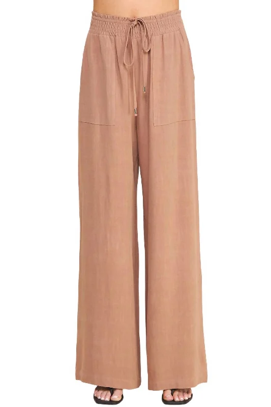 ladies' denim trousers -Linen Pant In Clay