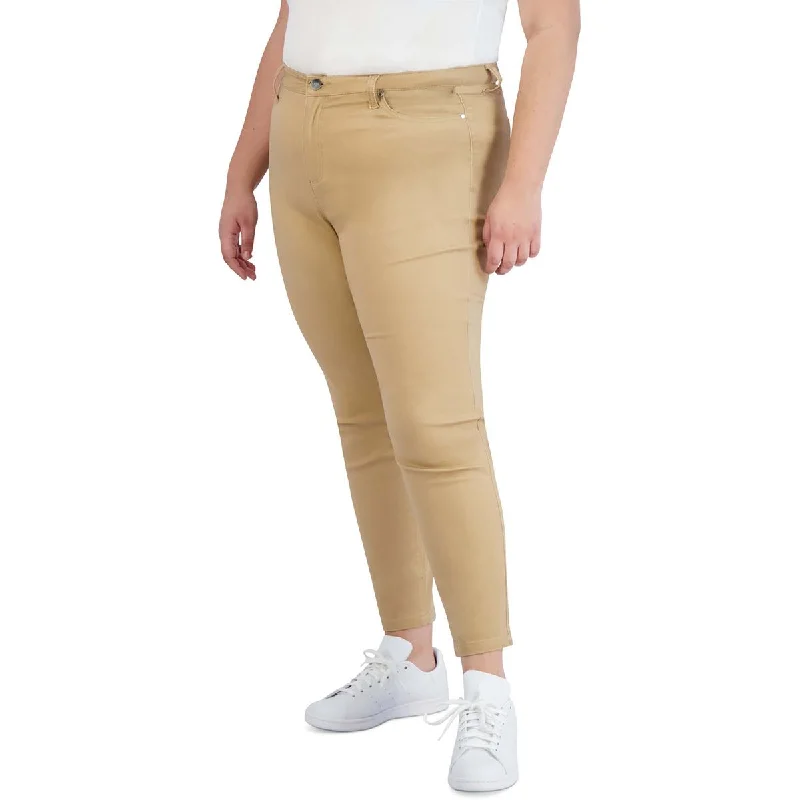 women's lightweight capris -Plus Womens Pocket High-Waist Skinny Jeans