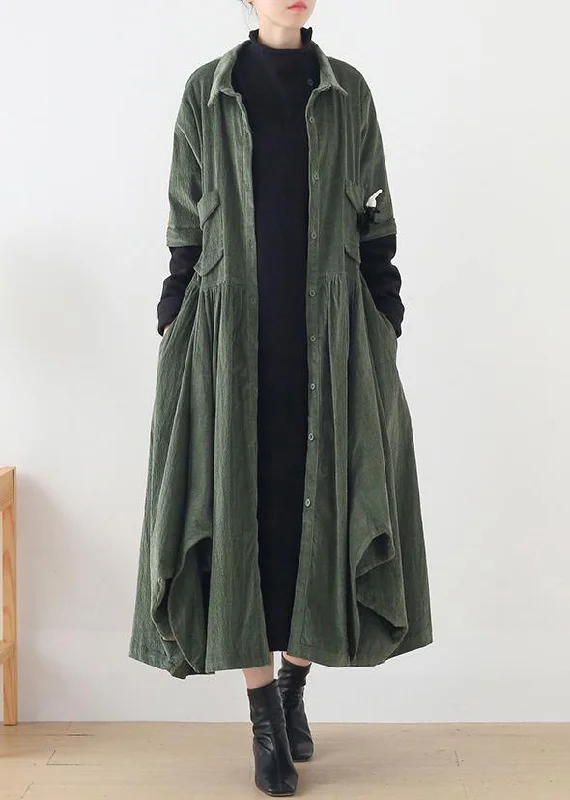 vintage-inspired jackets for women -Unique green Fashion trench coat Tunic Tops false two pieces spring coats