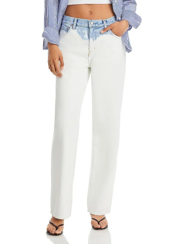 women's formal trousers -Bobbie Womens Mid Rise Loose Straight Leg Jeans