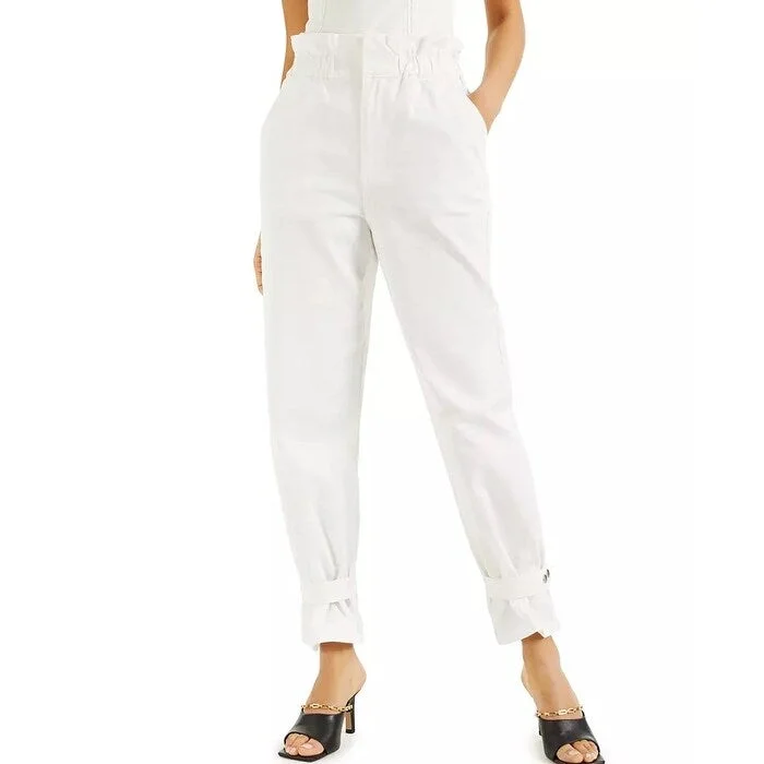 women's skinny trousers -INC International Concepts Women's Culpos X Inc Paperbag-Waist Jeans White Size 4