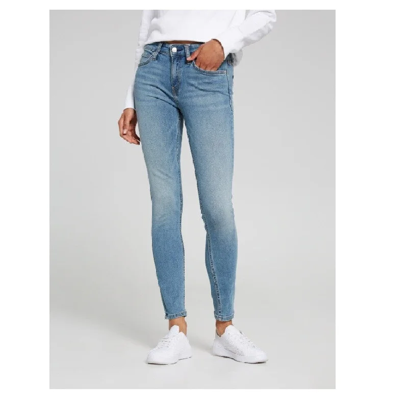 women's formal trousers -Calvin Klein Women's Mid Rise Super Skinny Fit Jeans Malibu Light Blue Size 32" x 30" - 32" x 30"