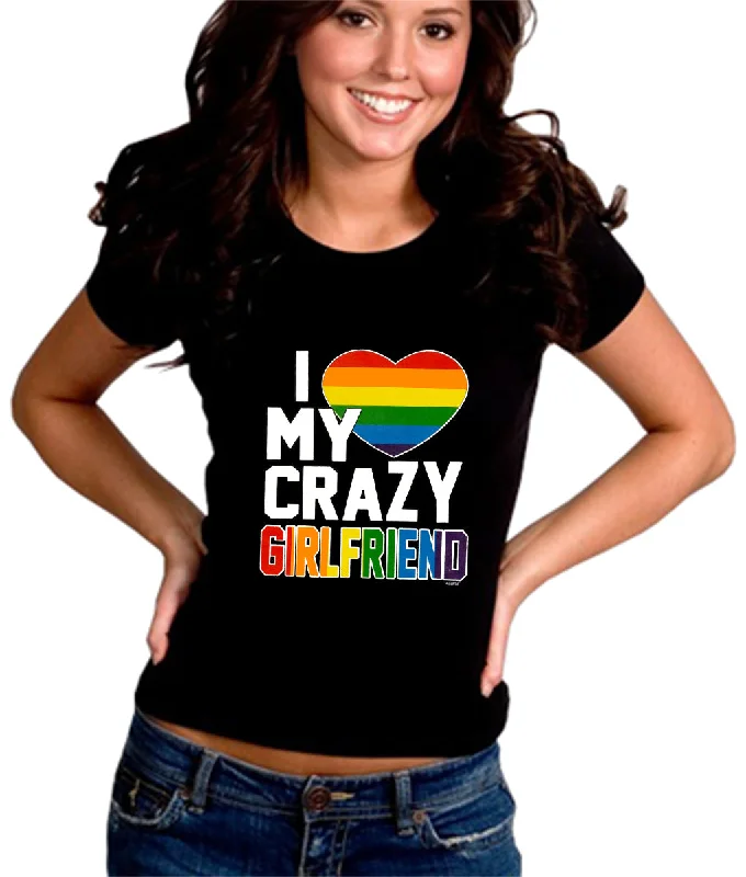 women's casual tank tops -I Heart My Crazy Girlfriend Rainbow Pride Girl's T-Shirt