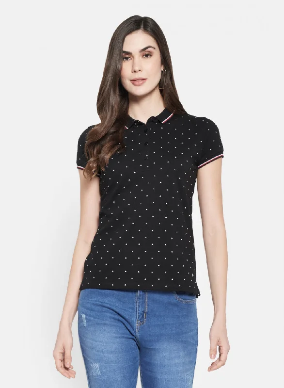 chiffon blouses for women -Womens Black Printed T-Shirt