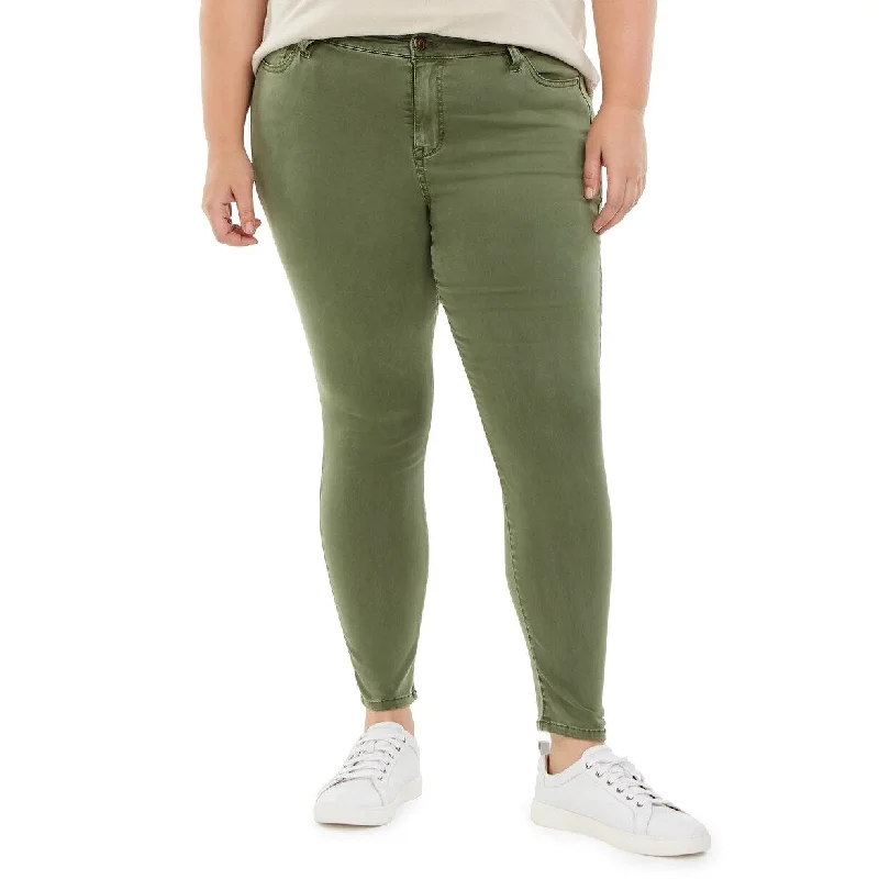 fleece-lined pants for women -Celebrity Pink Women's Trendy Skinny Ankle Jeans Green Size 18W