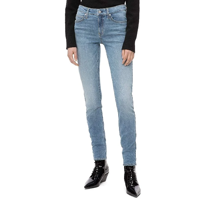 women's high waist pants -Calvin Klein Women's Mid Rise Skinny Fit Jeans Mallibu Blue Light Size 30" X 30" - 30" X 30"