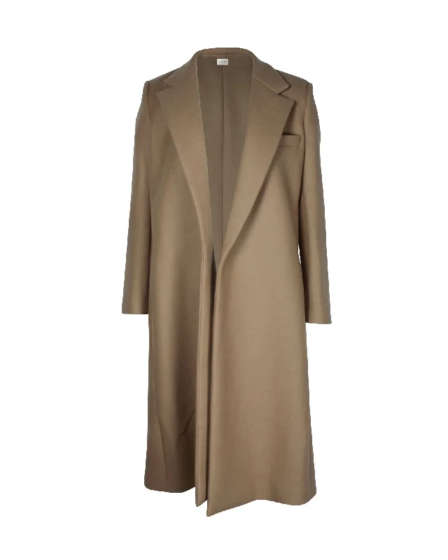 fur-trimmed coats for women -The Row Demi Trench Coat in Brown Wool