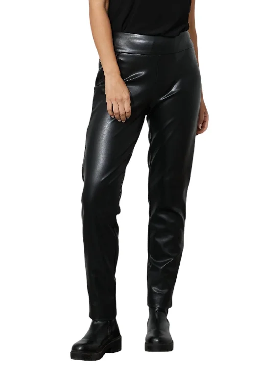 women's elastic waist pants -High-Waisted Faux Leather Pant In Black