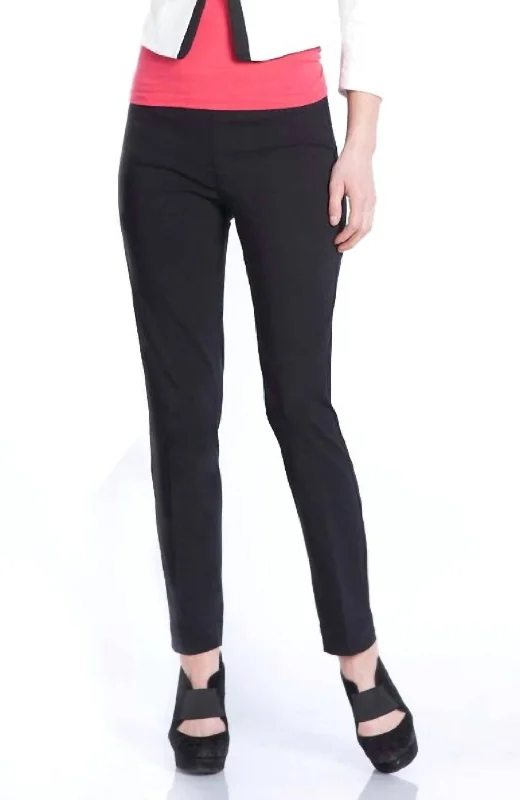 women's formal trousers -Faux Pocket Ankle Pants In Black