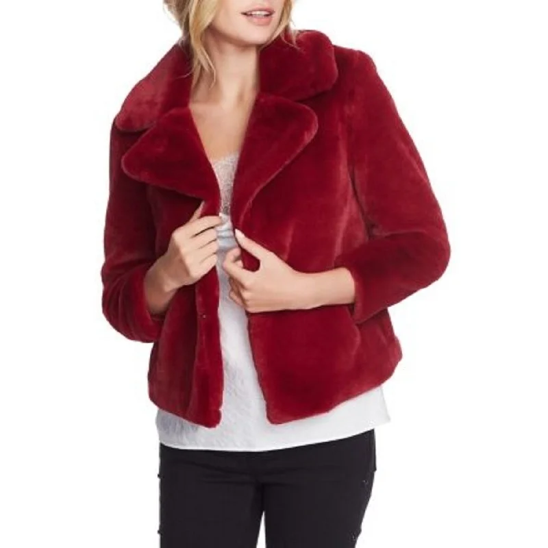 women's raincoats -1.State Women's Faux Mink Collared Jacket Deep Rouge Brght Pink Size Large