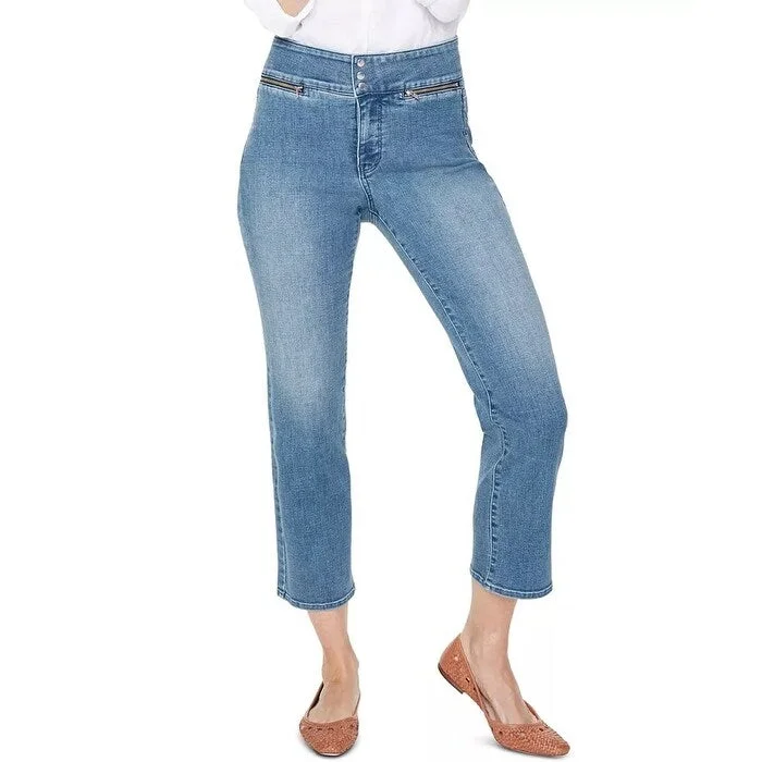 cropped trousers for women -NYDJ Women's Marilyn Ankle Straight Leg Jeans Bright Blue Size 8