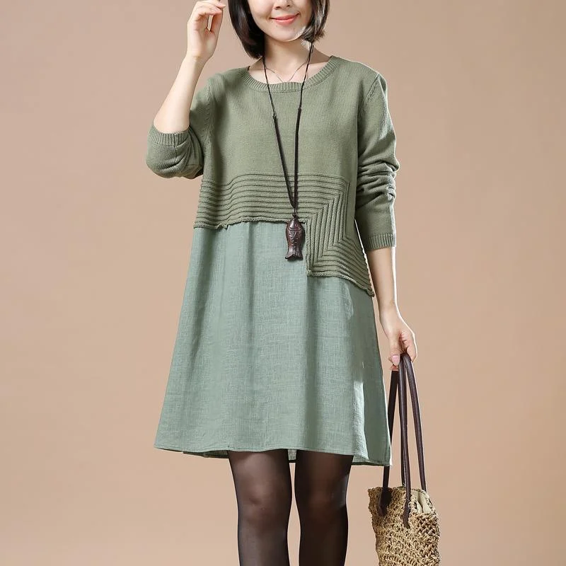 peplum tops for women -Green new patter knit sweaters plus size knit dresses woman