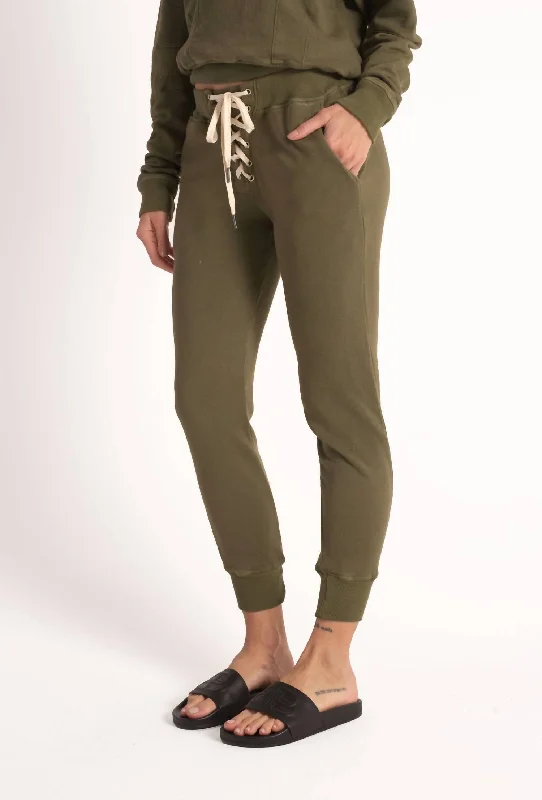 denim joggers for women -Mila Jogger In Green