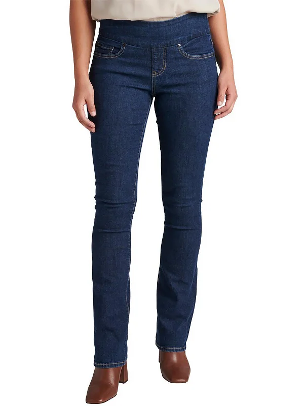 non-slip workout pants for women -Paley Womens Dark Wash Pull On Bootcut Jeans