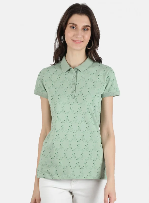 women's cotton t-shirts -Women Green Printed T-Shirt