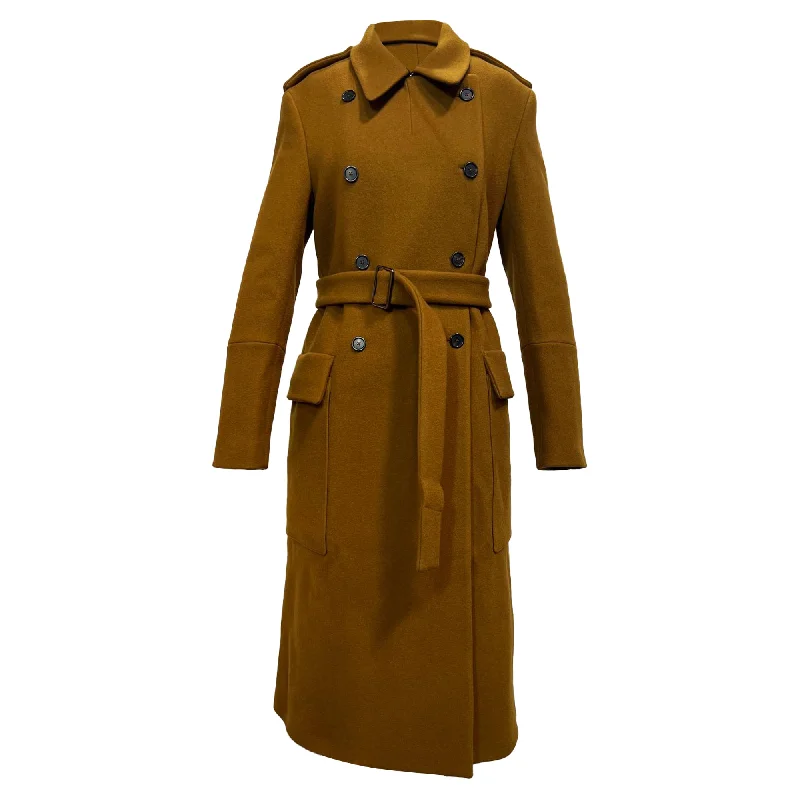 business casual coats for women -Jil Sander Belted Double-Breasted Trench Coat in Brown Wool