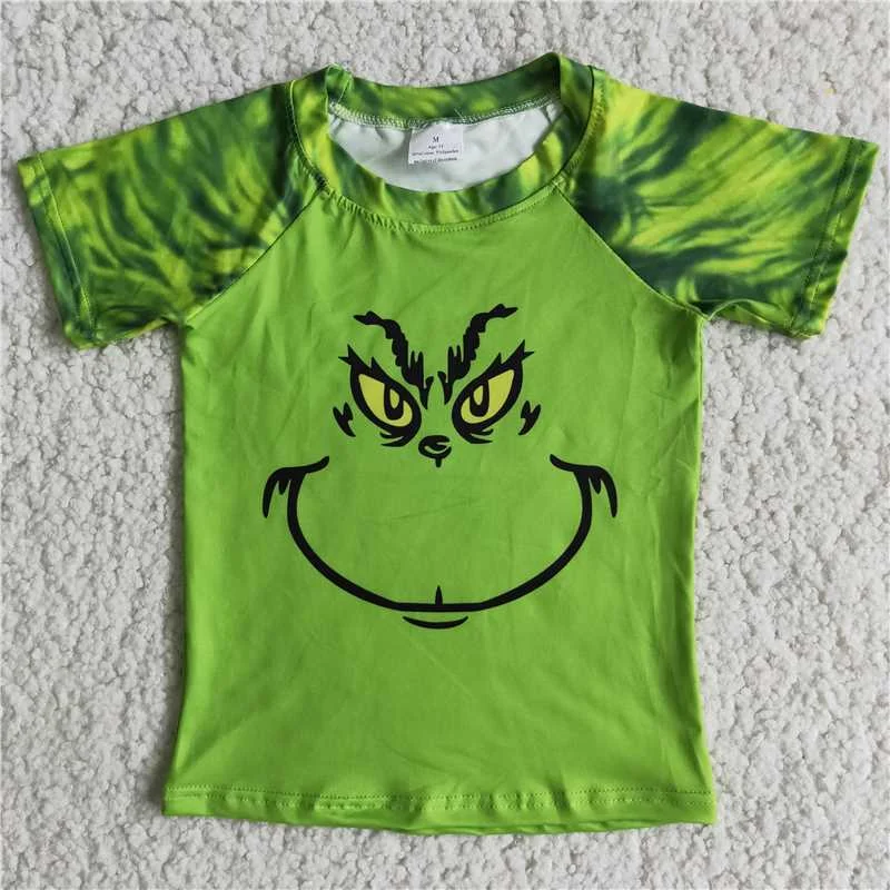 peplum tops for women -Xmas green cartoon t-shirts D3-5