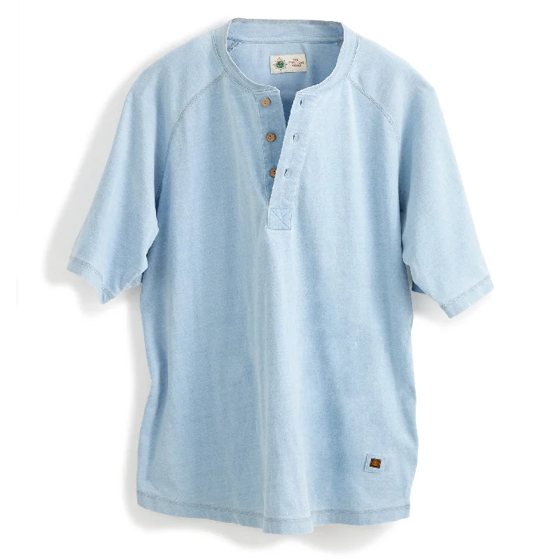 modest tops for women -Oarsman Short-Sleeve Indigo Henley