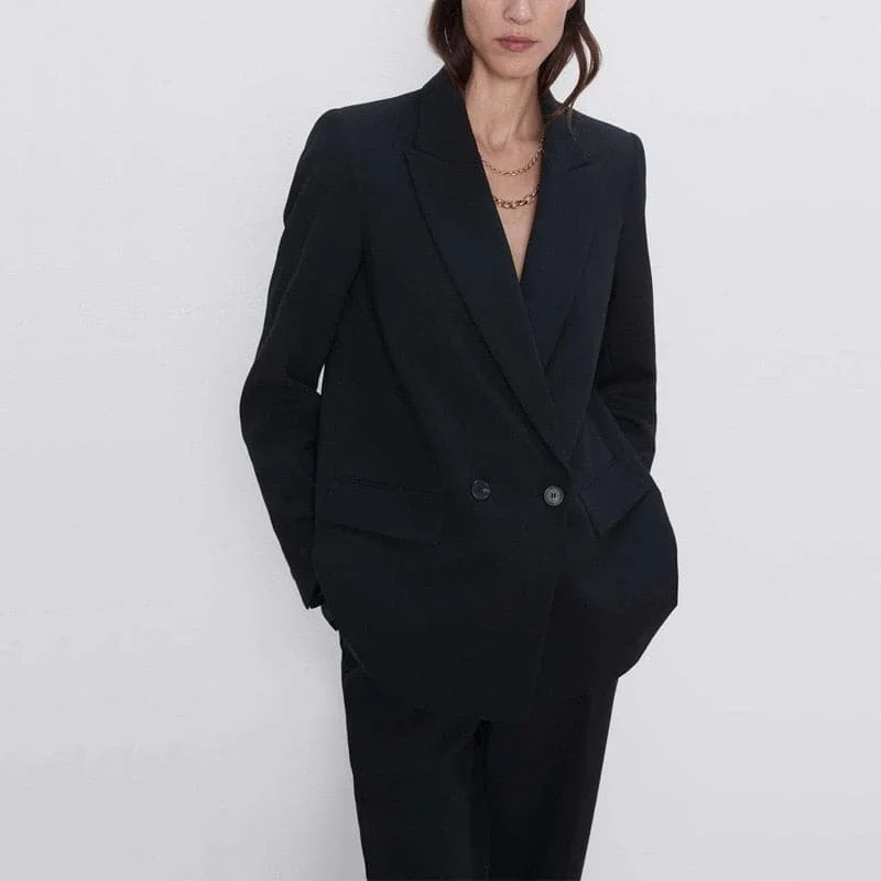 structured coats for women -DressBetty - women's blazer jacket casual solid color double-breasted pocket decorative coat