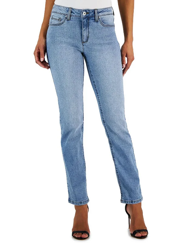 flannel pants for women -Womens Mid Rise Denim Straight Leg Jeans