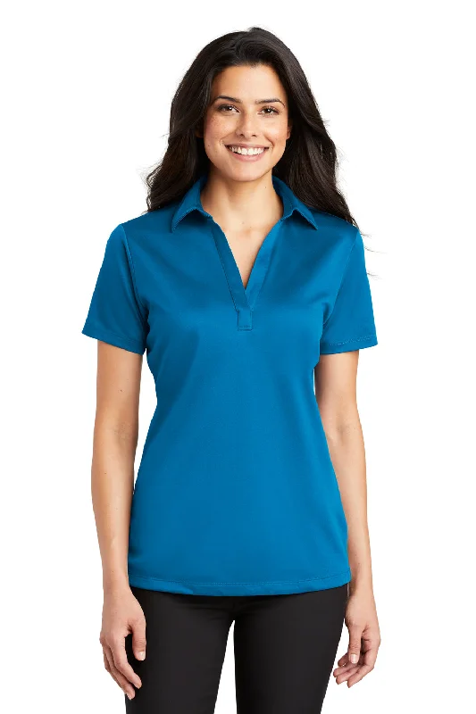 autumn blouses for women -Port Authority Womens Silk Touch Performance Moisture Wicking Short Sleeve Polo Shirt - Brilliant Blue