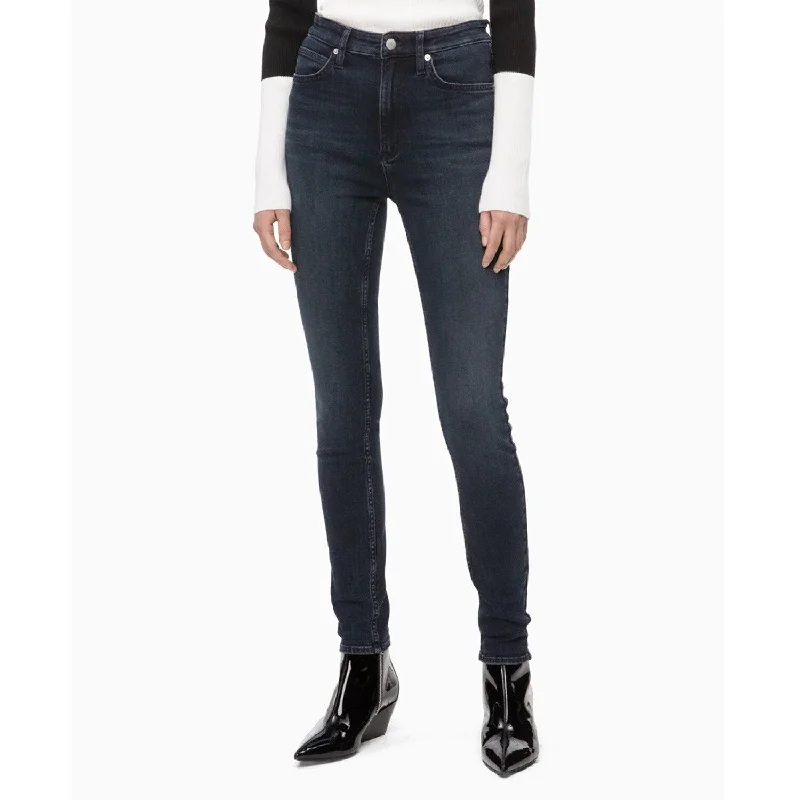 women's slim fit trousers -Calvin Klein Women's High Rise Skinny Leg Jeans Portland Blue Size 33" x 30" - 33" x 30"