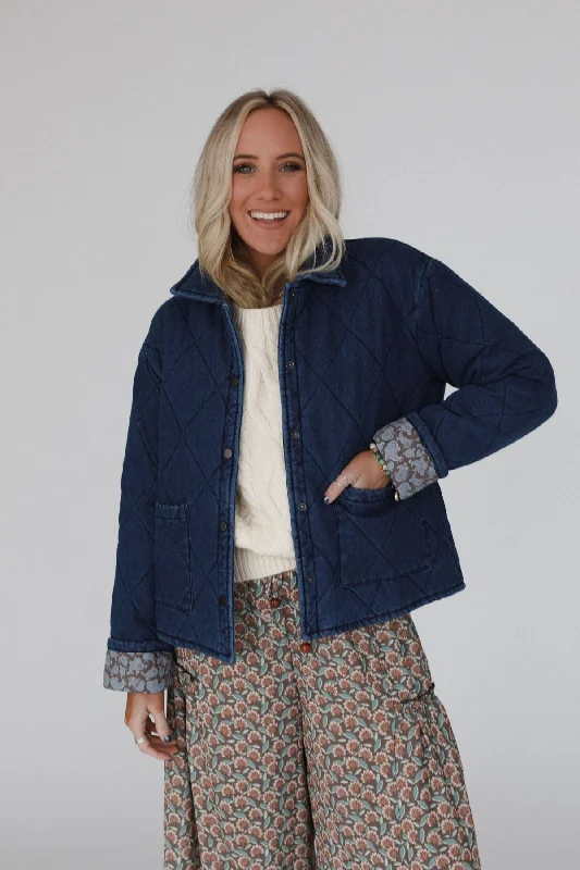 women's winter coats -Echo Canyon Quilted Jacket - Dark Denim