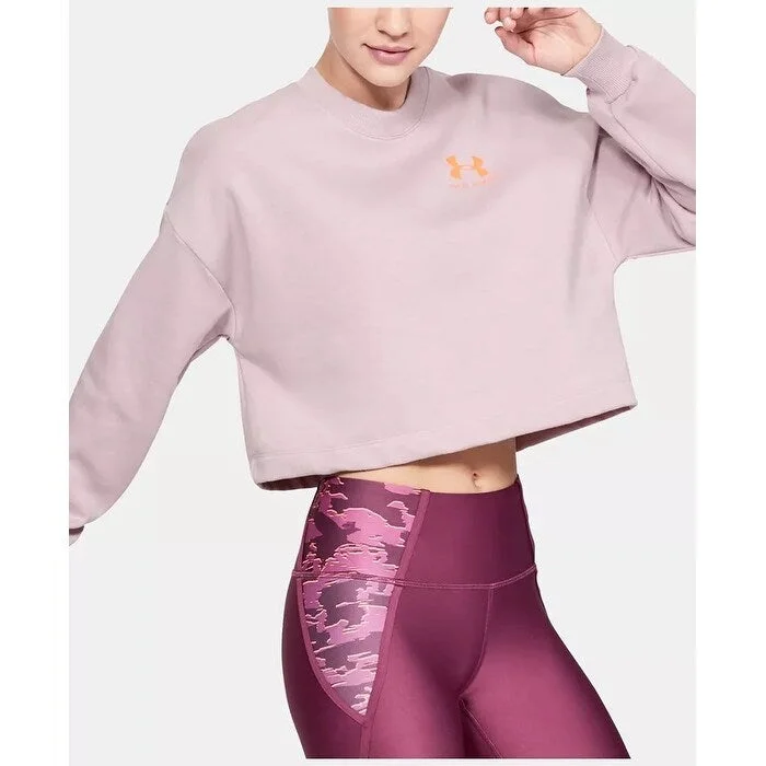 cozy knit coats for women -Under Armour Women's Rival Fleece Cropped Sweatshirt Pink Size X-Small