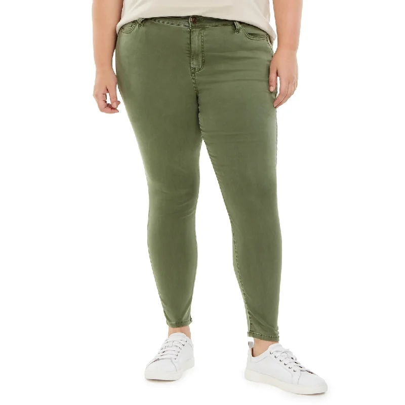 women's tailored trousers -Celebrity Pink Women's Trendy Plus Skinny Ankle Jeans Green Size PS - Petite Small