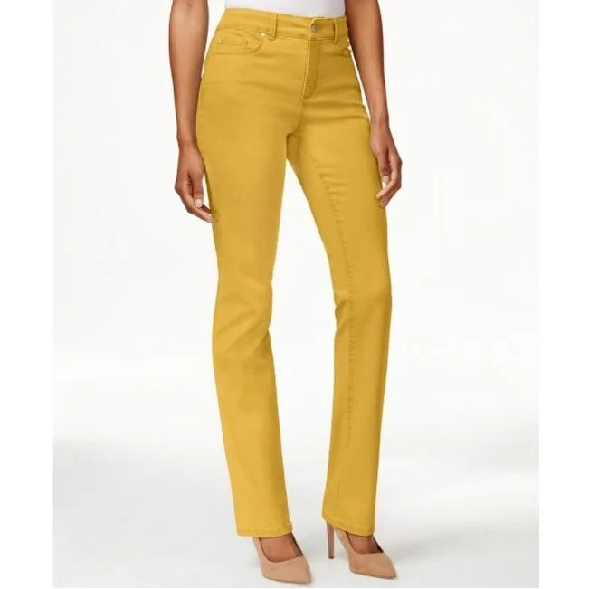 flannel pants for women -Charter Club Women's Lexington Straight Leg Jeans Yellow Size 14