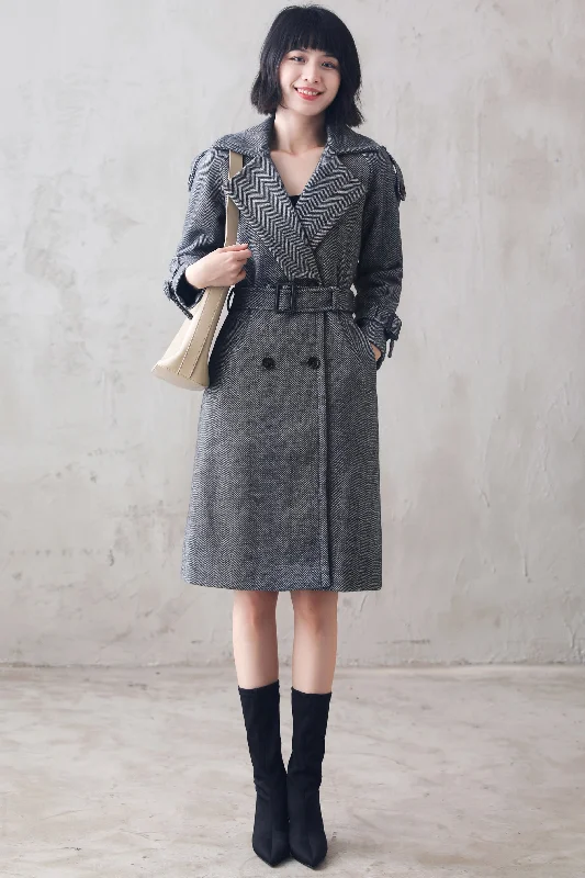 wool blend coats for women -Wool coat, Tweed Herringbone Tailored Fit wool jacket 310401