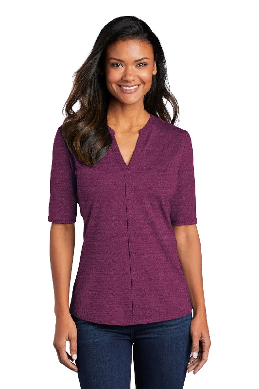 cute tops for women -Port Authority Womens Moisture Wicking Short Sleeve Polo Shirt - Violet Purple/Black