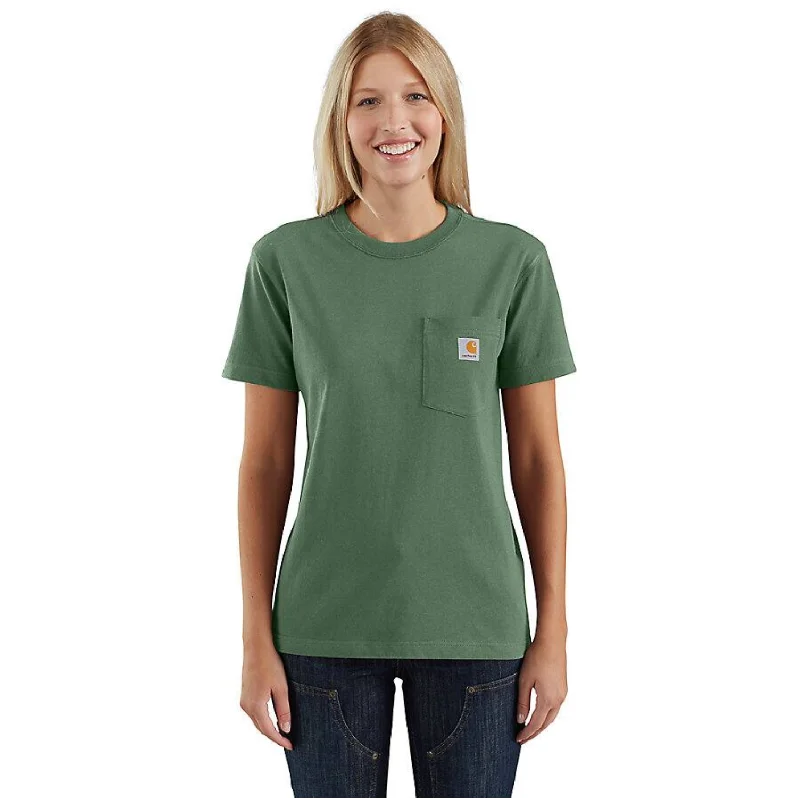 embroidered tops for women -Carhartt Women's Short Sleeve Pocket T-Shirt_Frosted Balsam