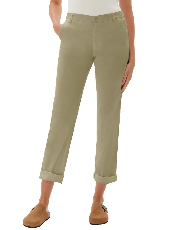 women's athletic pants -ecru Mitchell Roll Cuff Chino