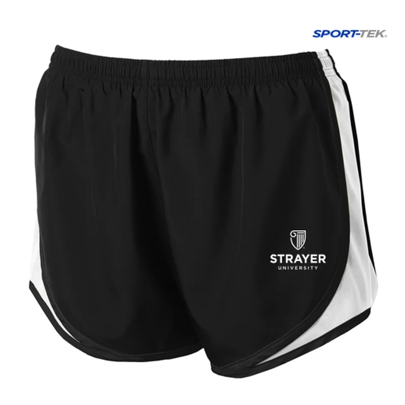 women's off-shoulder tops -NEW STRAYER Sport-Tek® Ladies Cadence Short-BLACK/WHITE