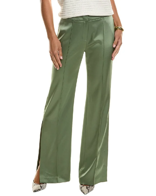 women's wide leg trousers -Elie Tahari Satin Side Slit Pant