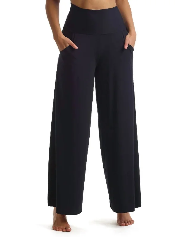 elegant high-waist pants -Butter Wide Leg Lounge Pant In Black