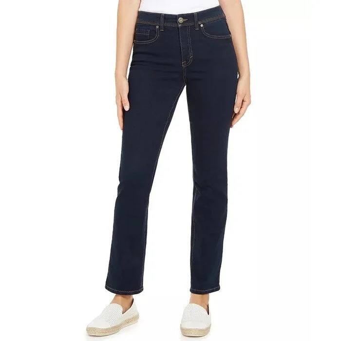 loose linen trousers for women -Style & Co Women's Tummy-Control Straight-Leg Jeans Blue Size 6