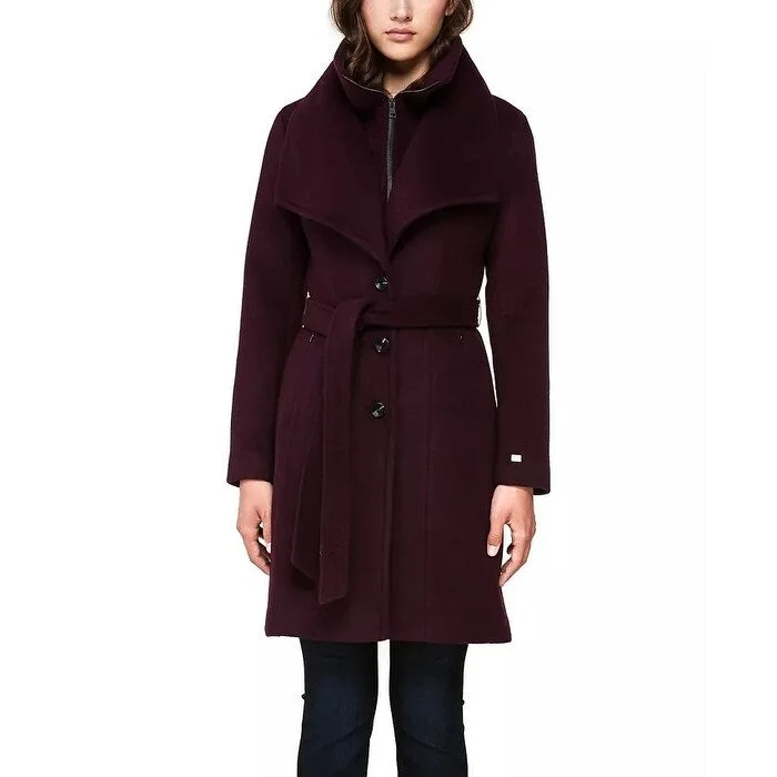 everyday coats for women -Soia & Kyo Women's Belted Single Breasted Coat Purple Size Medium