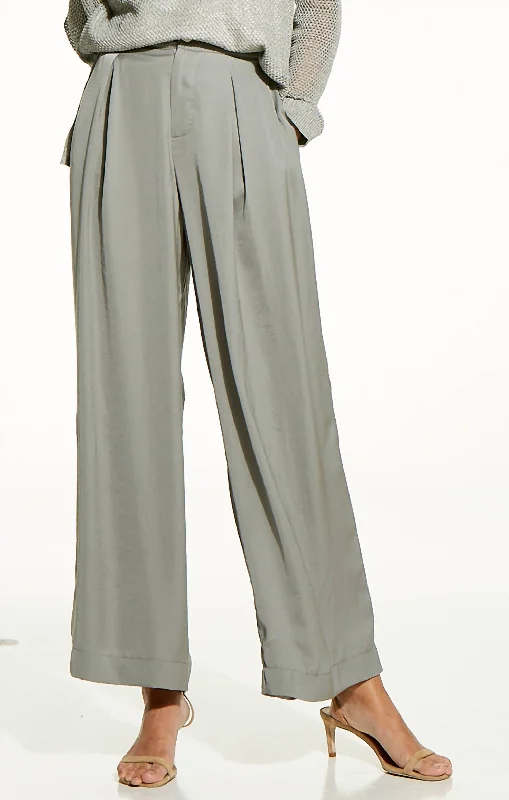 women's pleated pants -Soft Drape Wide-Leg Pant In Tarragon