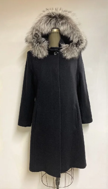 vintage-inspired jackets for women -Elena Classic Coat - Cashmere & Wool Blend - Detachable Fox Hood